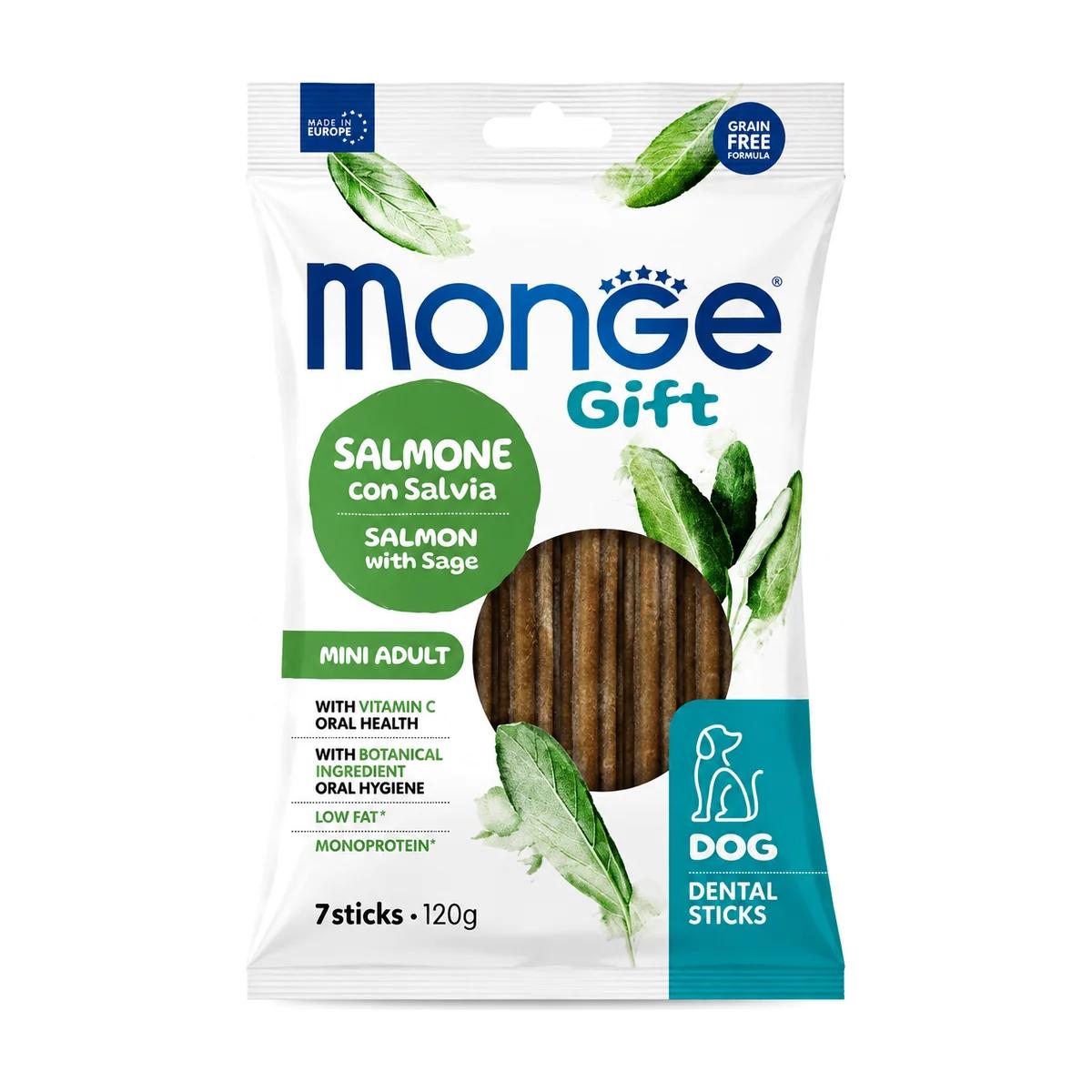Monge Gift Dental Sticks Mini Adult au Saumon & Sauge – 7 Sticks 120 g