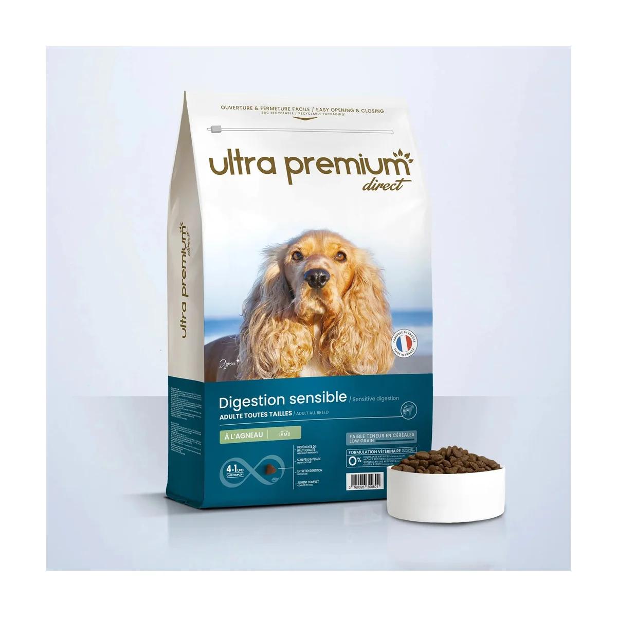 Ultra Premium Direct Croquettes pour chien adulte sensible toutes tailles agneau et riz 12 kg