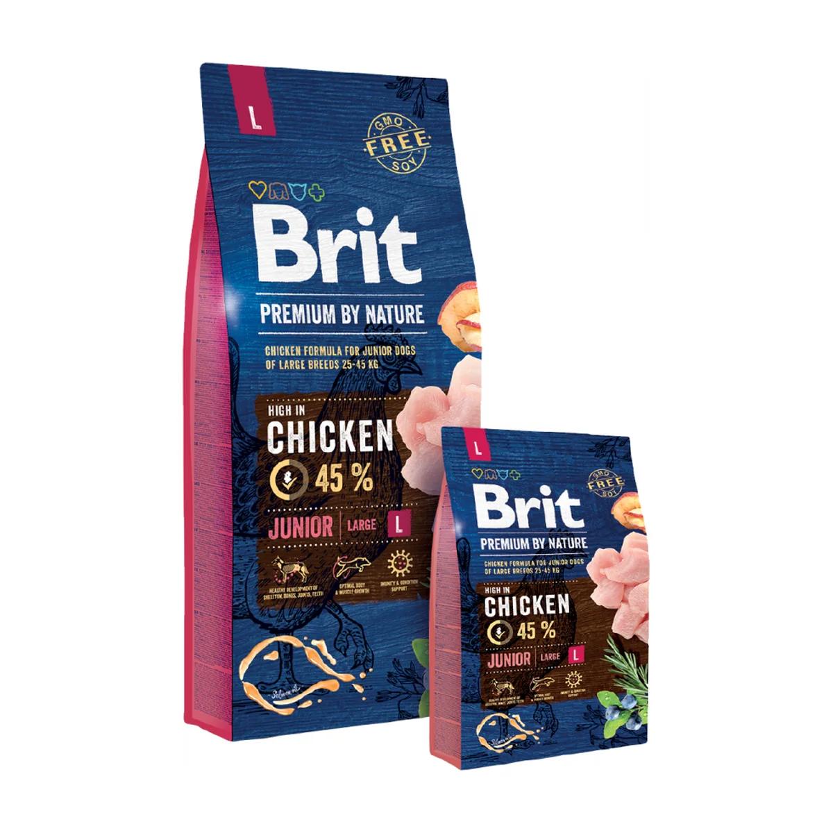 Brit Premium by Nature Croquettes au poulet pour chien Junior Large 15 kg