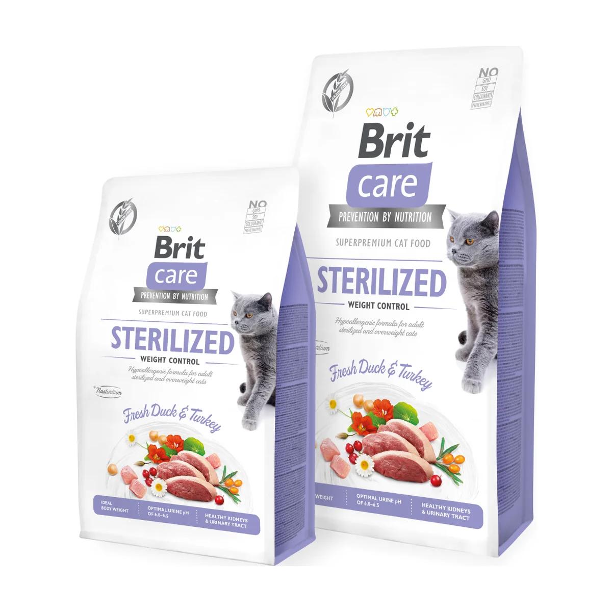 Brit Care Cat croquettes sans céréales pour chat stérilisé et contrôle du poids 2 kg