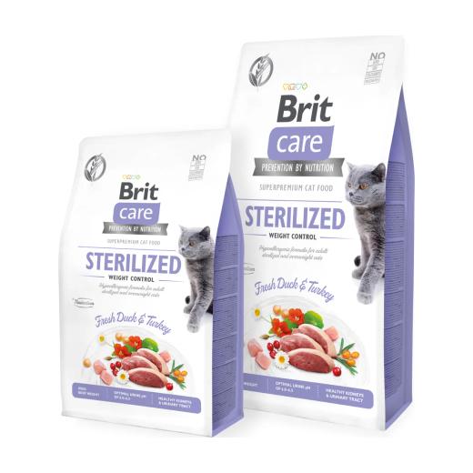 Brit Care Cat croquettes sans céréales pour chat stérilisé et contrôle du poids 2 kg