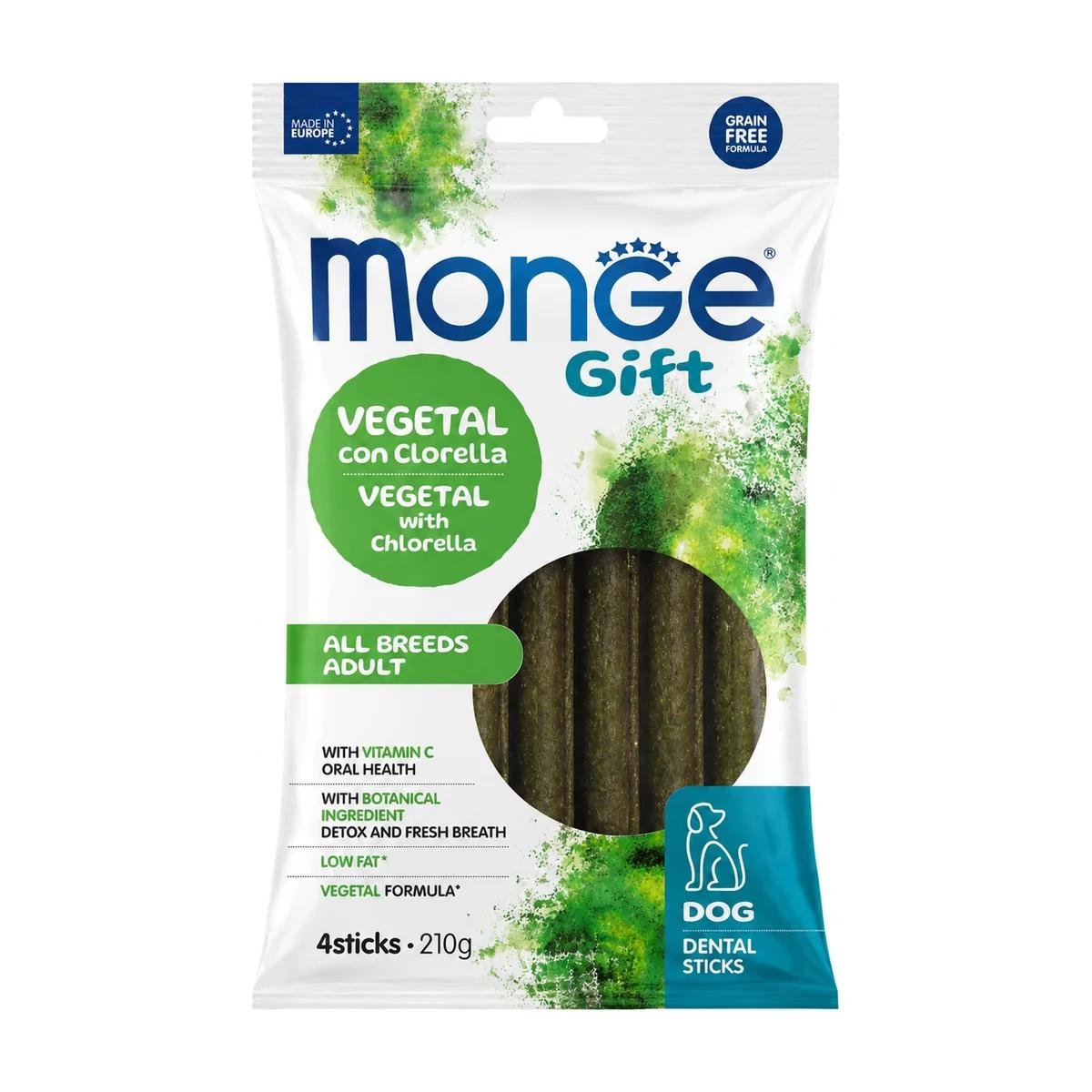Monge Gift Dental Sticks Vegetal à la Chlorella pour Chien Adulte – 4 Sticks 210 g