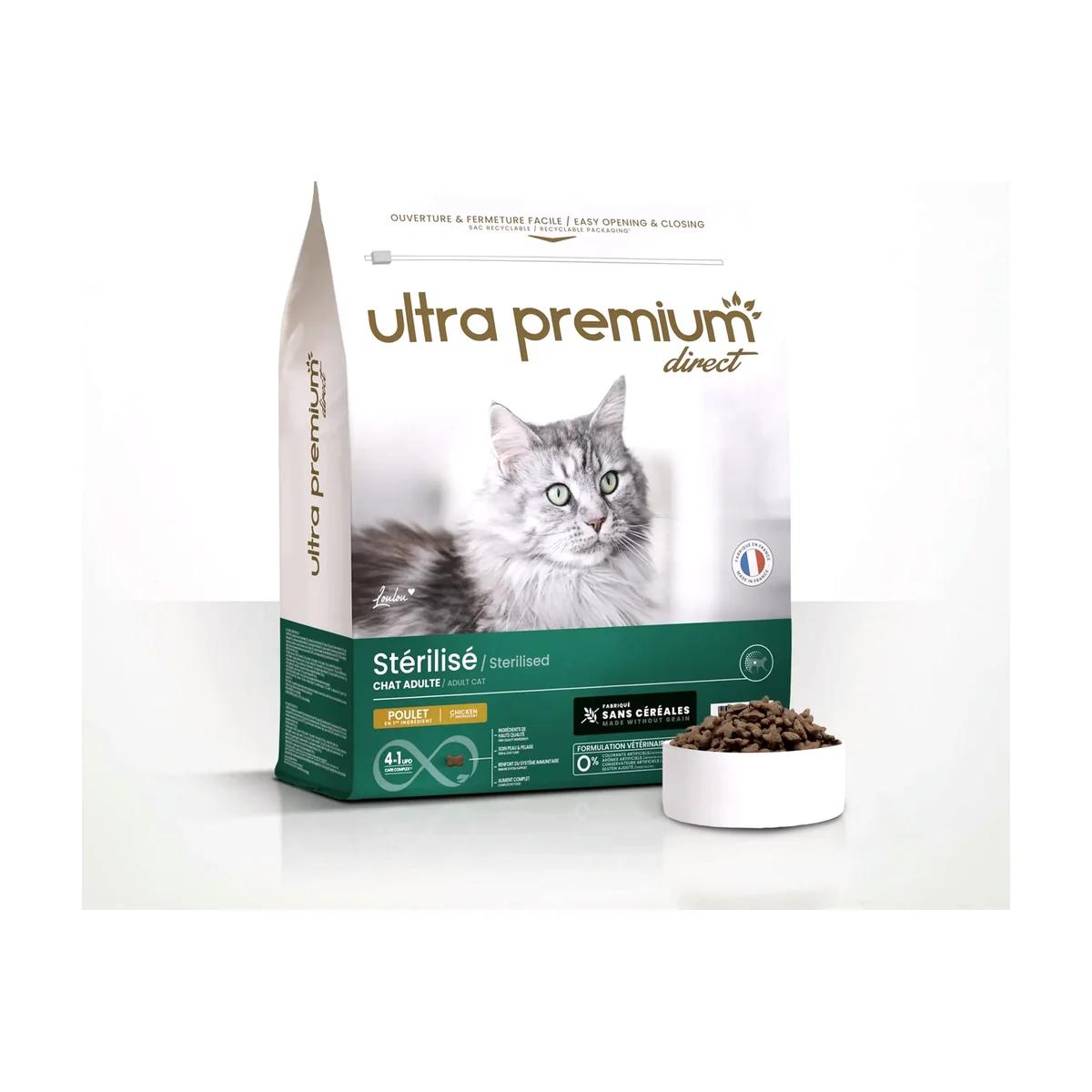 Ultra Premium Direct Croquettes sans céréales pour chat adulte stérilisé ou d'intérieur au poulet 7 kg