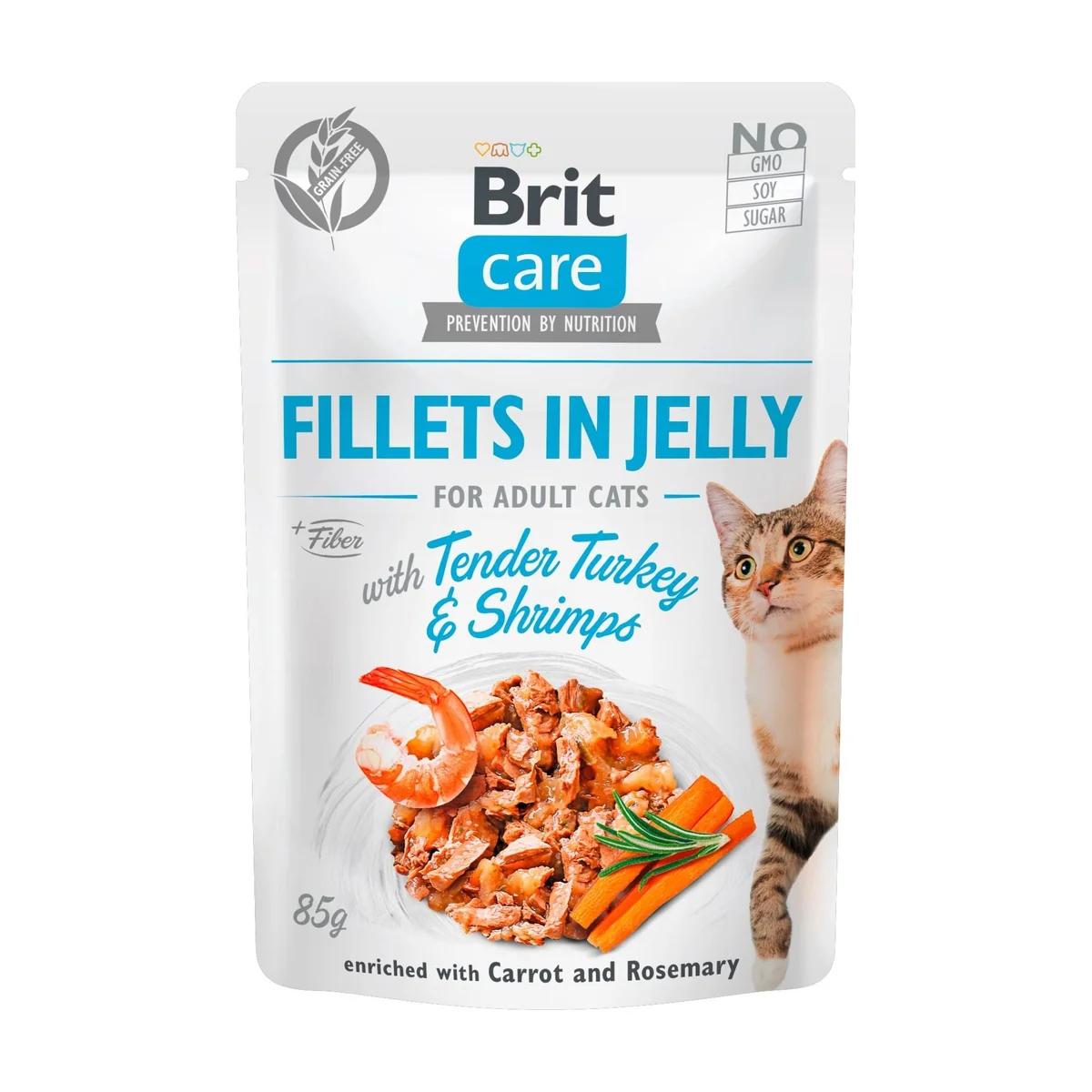 Brit Care Alimentation Humide Care Fillets Gelée Dinde & Crevettes, 85 g