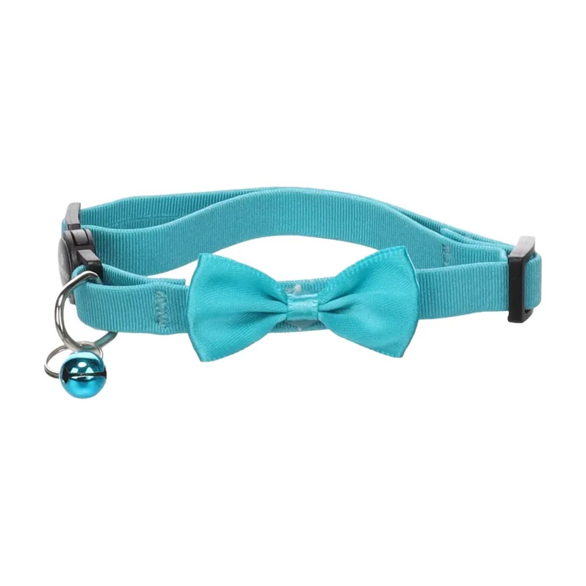 Flamingo Castor Collier à noeud papillon turquoise pour chat