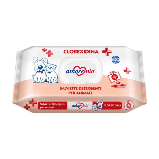 Amore Mio Lingettes nettoyantes à la chlorhexidine pour chien et chat 40 pièces, Amore Mio à Casablanca