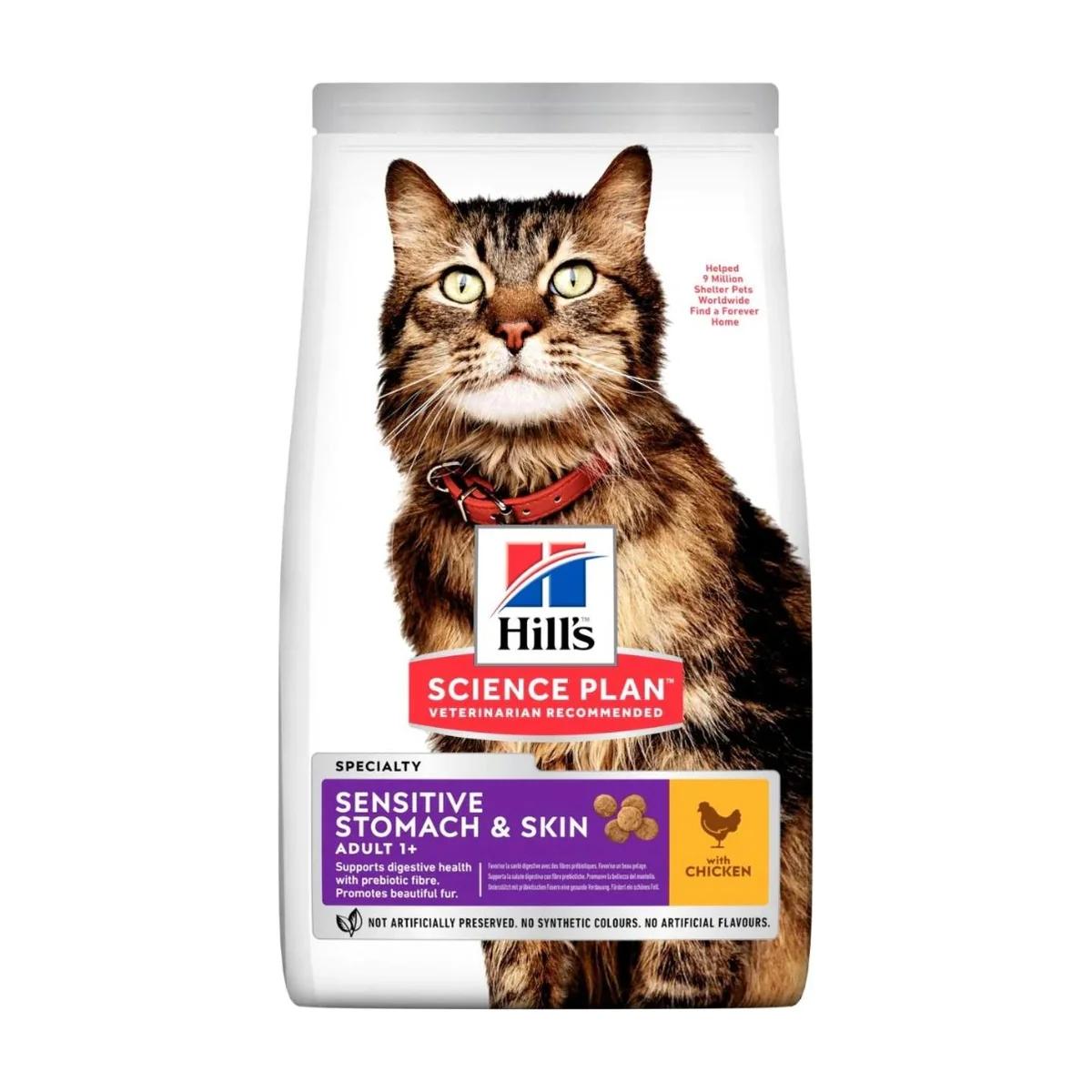 Hill's Science Plan Aliment Sec pour Chat Adulte Sensitive Stomach & Skin Poulet 1,5 kg