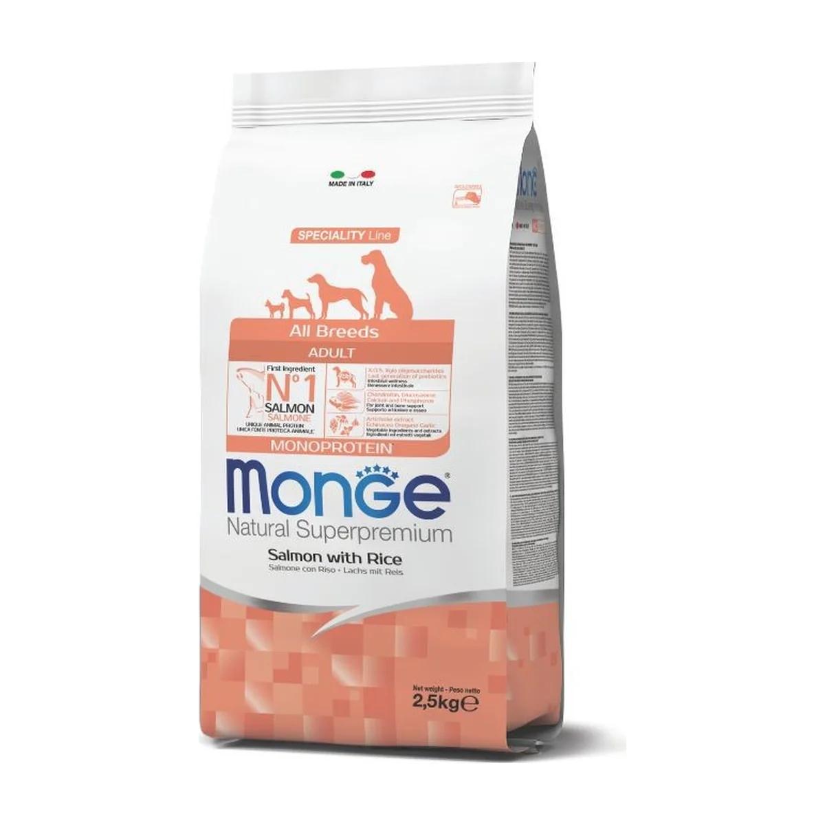 Monge Speciality Line Monoprotein Croquettes Chien Adulte Saumon & Riz – Toutes Races 2,5 kg