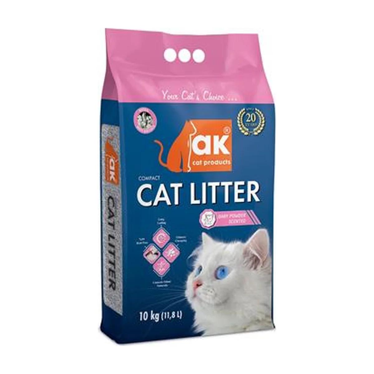 AK Litière agglomérante à grain fin parfum poudre de bébé 10 kg