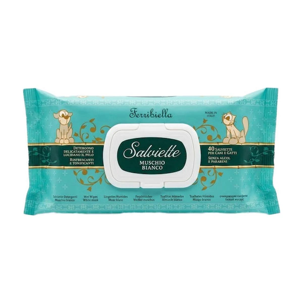 Lingettes Humides pour Chiens et Chats au Musc Blanc – Ferribiella