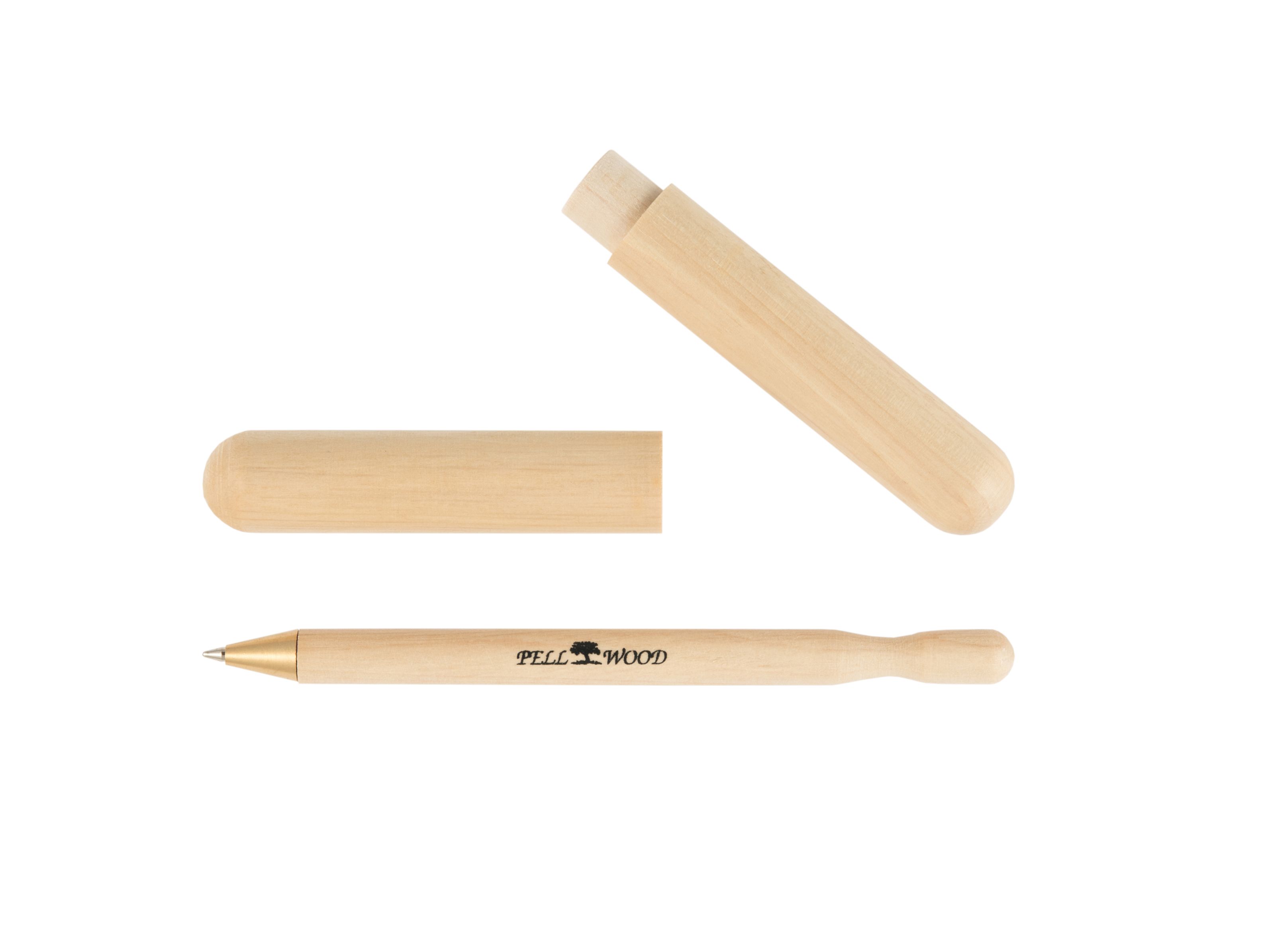 The natural wooden ballpoint pen Pellwood in case