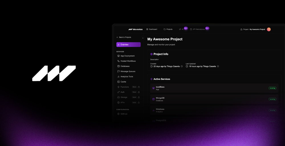 Screenshot of Movestax | The Cloud Platform for Modern Developers