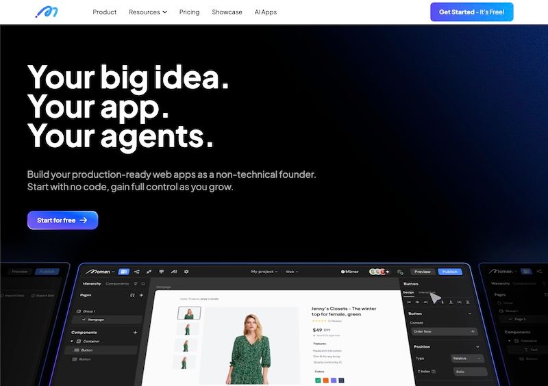Screenshot of Build Apps & AI Agents Without Code | Momen