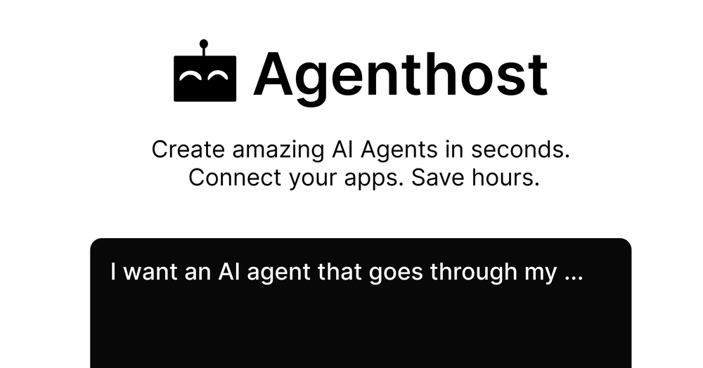 Screenshot of Agenthost - Create amazing AI Agents in seconds