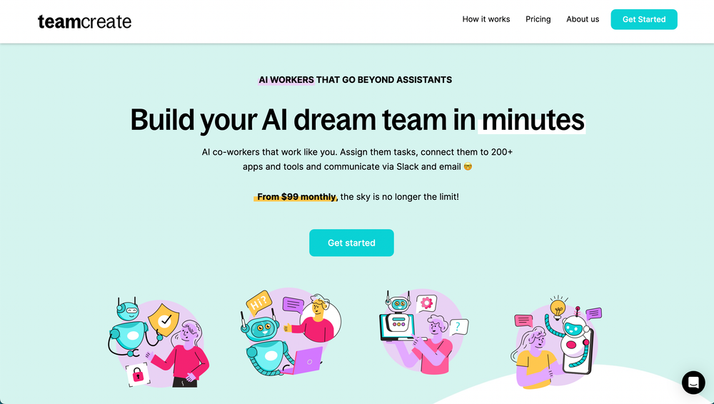 Screenshot of TeamCreate AI: Build your AI dream team in minutes!