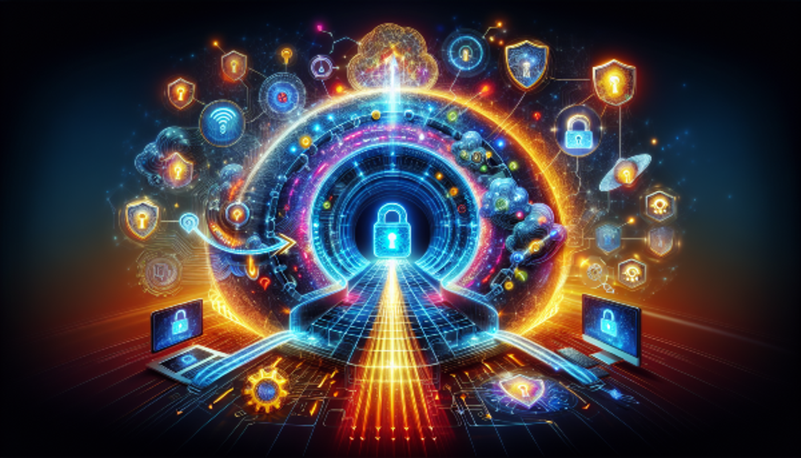 Diagrama explicativo sobre como funciona uma VPN e seus protocolos de criptografia.
