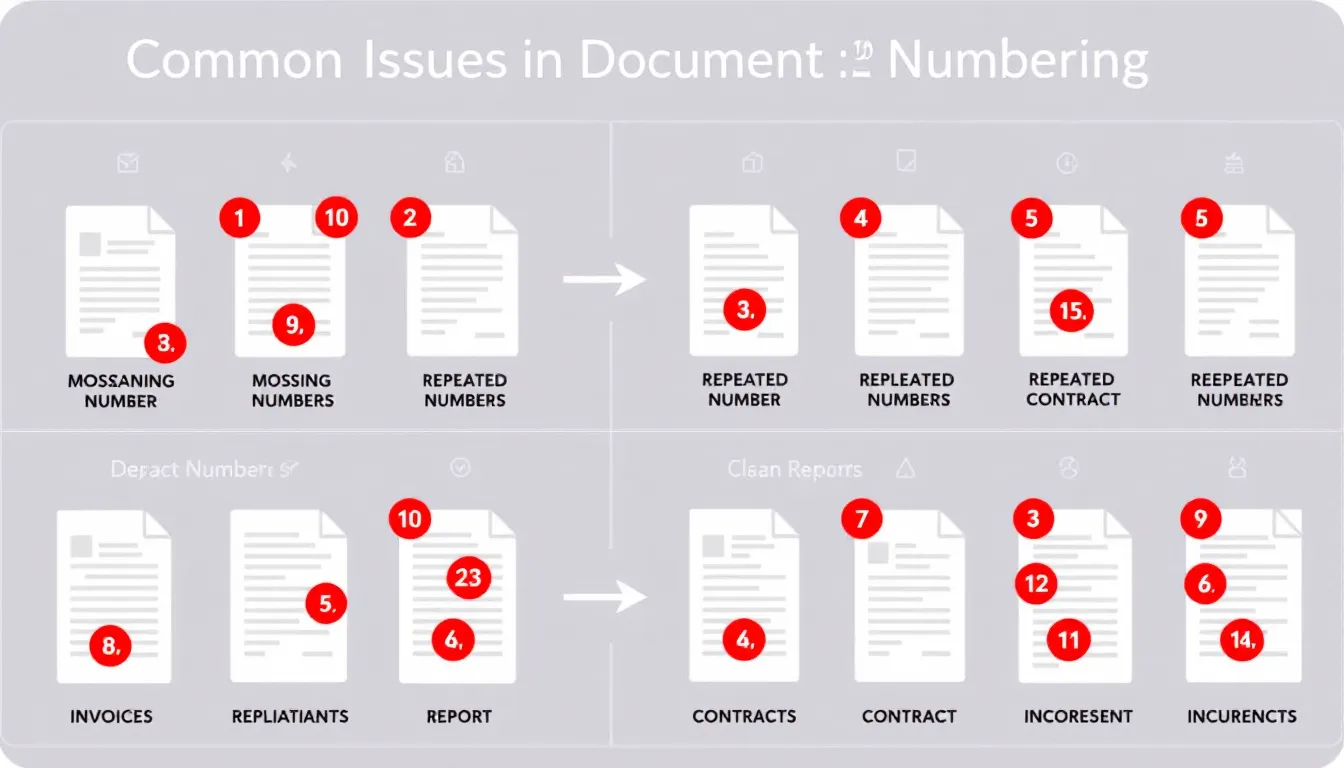 A imagem representa problemas comuns na numeração sequencial de documentos, como notas fiscais e declarações de prestação de serviços. Ela ilustra a complexidade da legislação tributária e a importância da correta emissão e gestão dos documentos fiscais pelos prestadores de serviços e contribuintes.