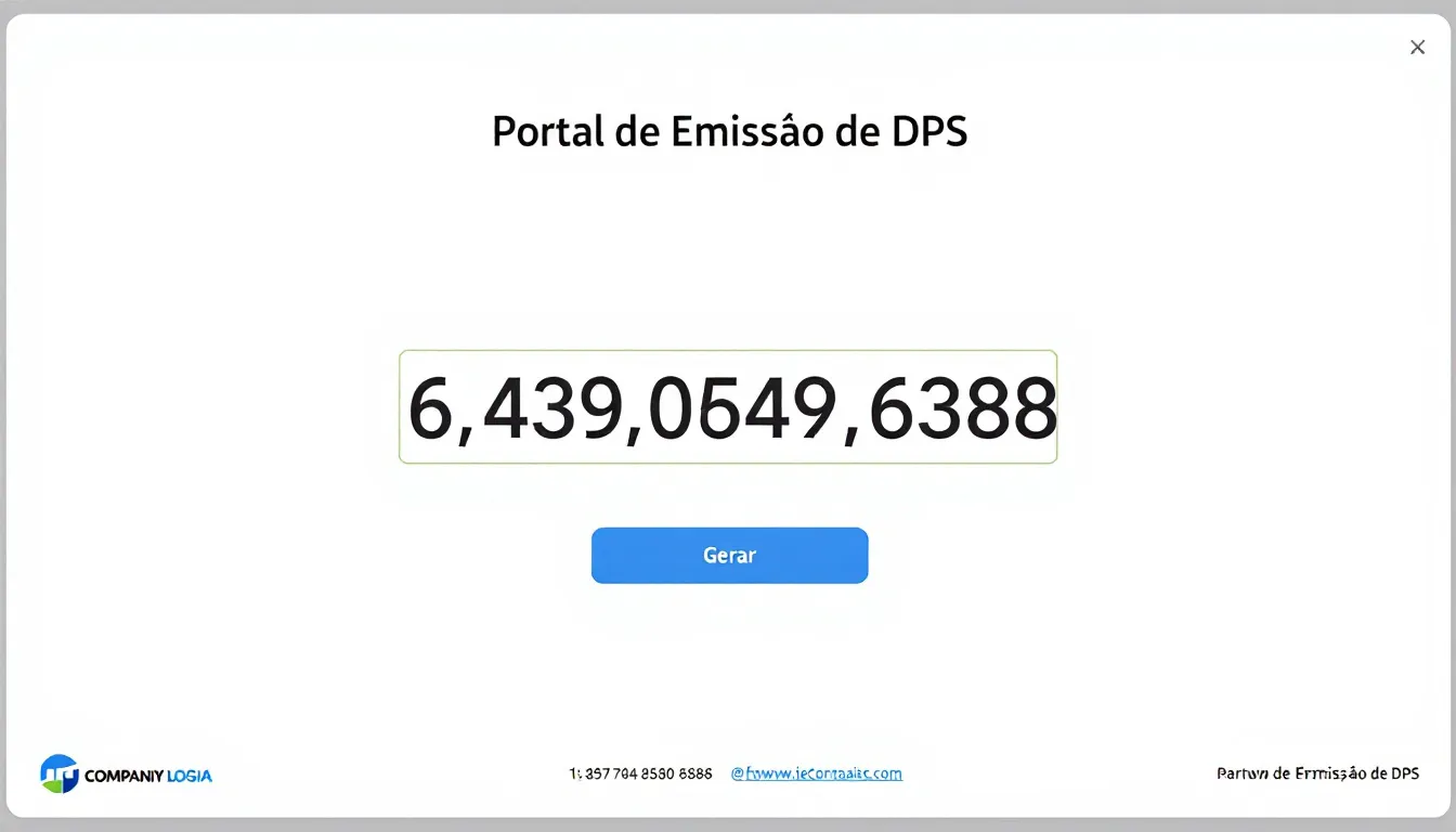 A imagem mostra a interface do portal de emissão de DPS, destacando o campo de numeração automática, onde os contribuintes podem acessar informações sobre a geração de notas fiscais de serviço. O layout inclui campos para dados do prestador e instruções para a declaração de prestação de serviços.