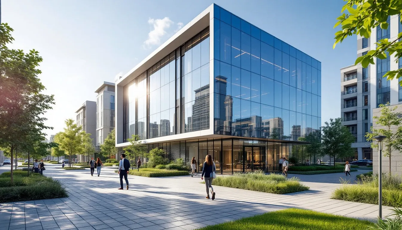 Imagem de um prédio comercial moderno localizado em uma região nobre da cidade, com fachadas de vidro e design contemporâneo, ideal para empresas que buscam um endereço fiscal e comercial de prestígio. O local é perfeito para escritórios virtuais e salas de reunião, proporcionando um excelente custo benefício para negócios em São Paulo.