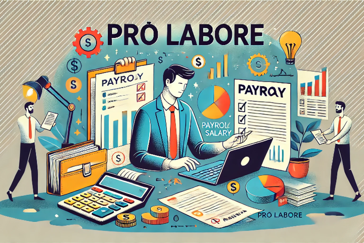 Ilustração de empresário pagando o pró labore.