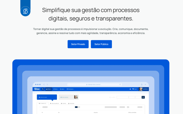 Foto da página inicial da 1doc.com.br
