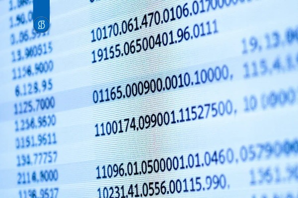 Tela ampliada exibindo longas colunas de códigos numéricos