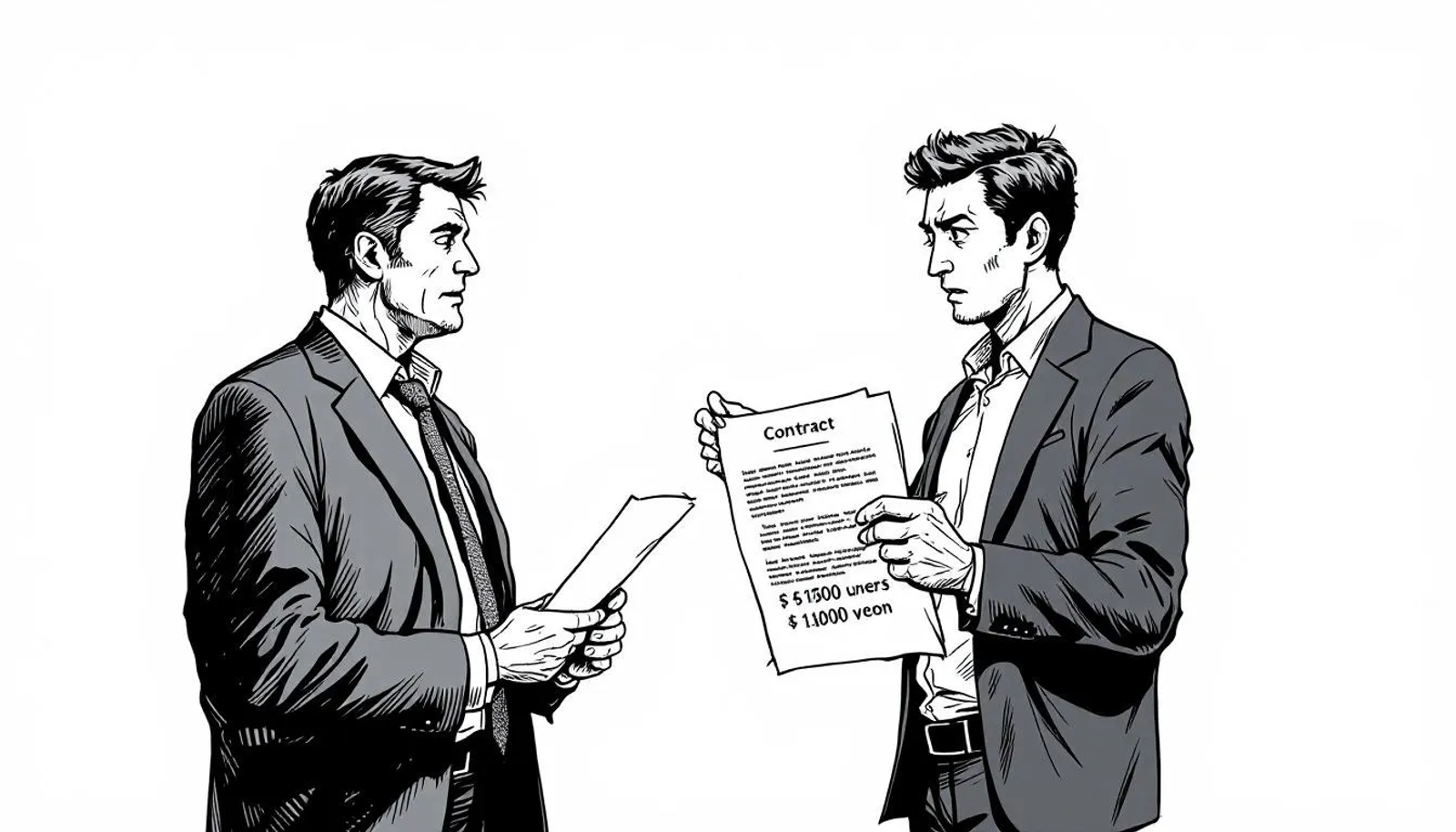 Imagem de homens falando sobre contrato.