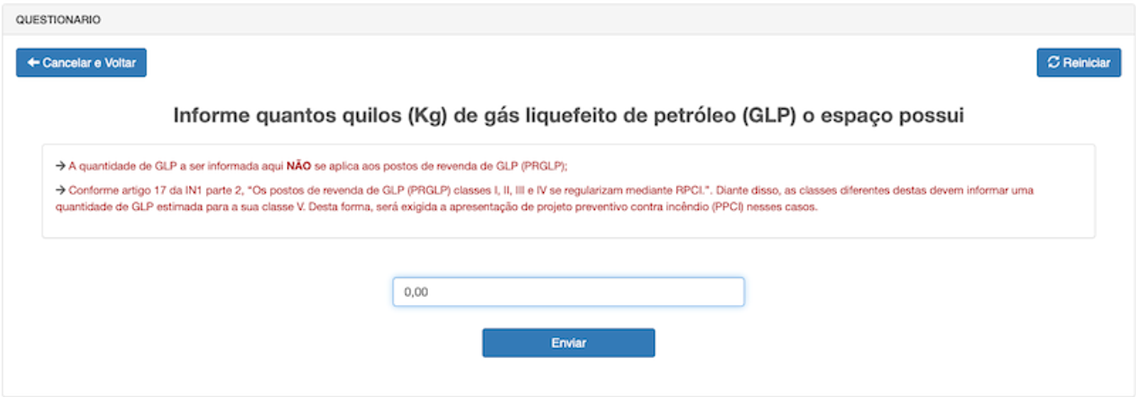 Informe do uso de gás no Corpo de Bombeiros Militar de Santa Catarina.