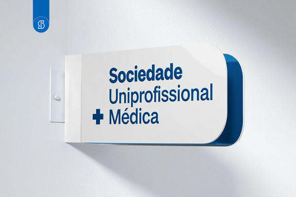 Placa de identificação com letreiro Sociedade Uniprofissional Médica.