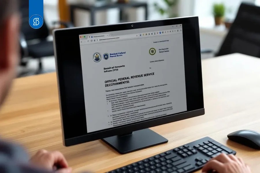 Homem de costas diante de um monitor exibindo o site da Receita Federal