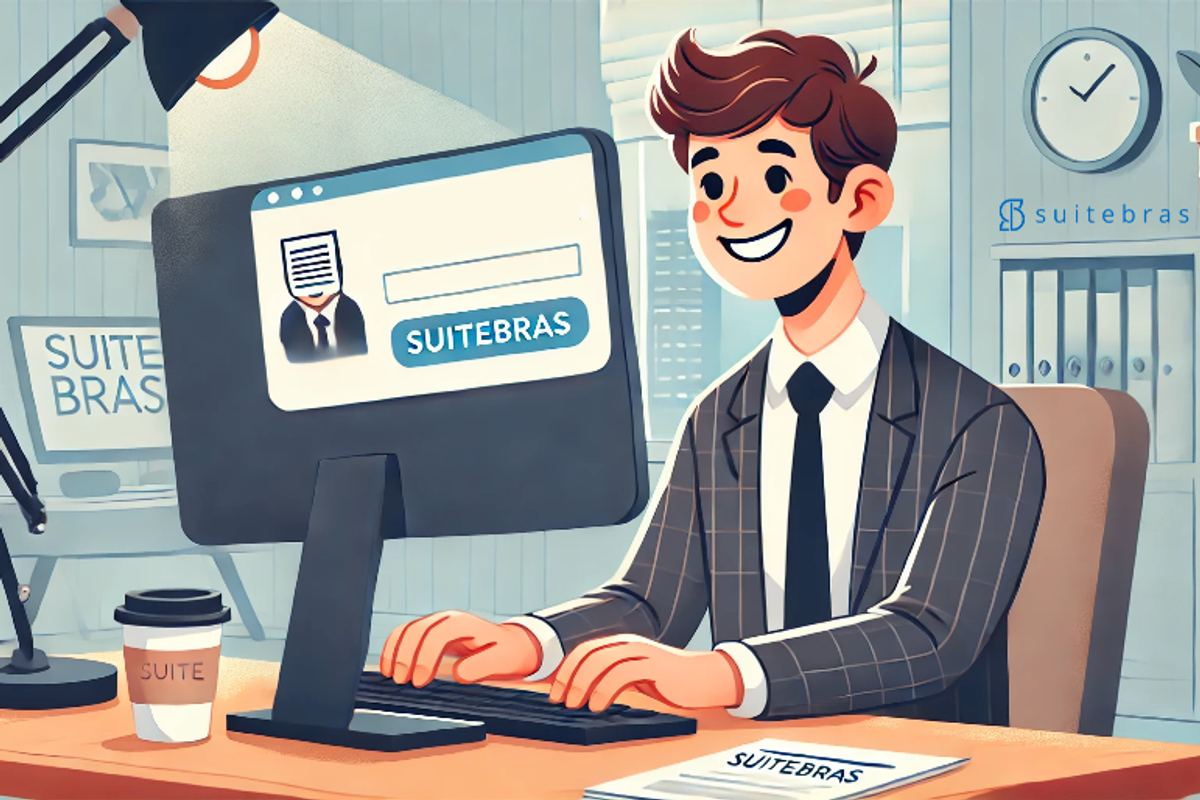 Ilustração de Empreendedor Contratando Endereço Fiscal na Suitebras.