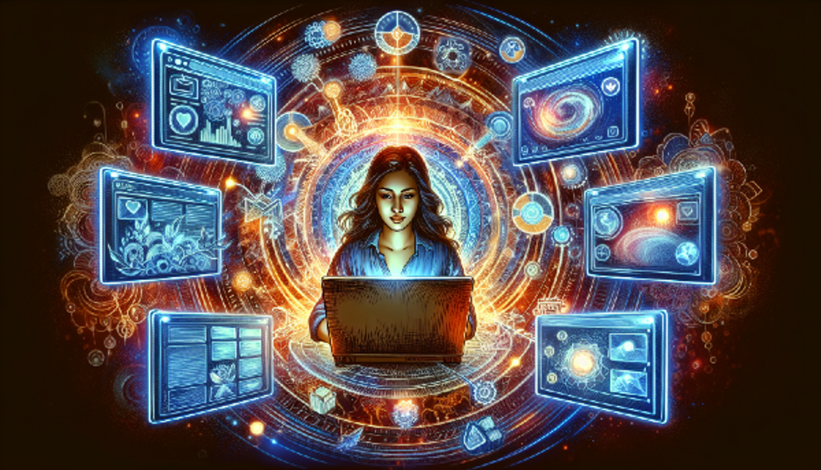 Ilustração de um freelancer utilizando estratégias de marketing digital