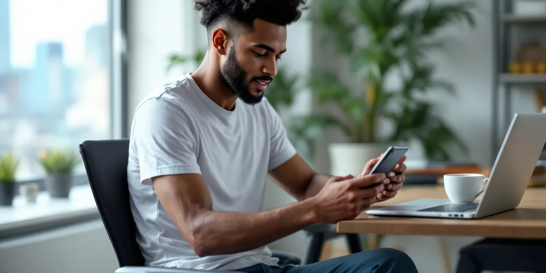Uma pessoa está utilizando um aplicativo bancário em seu smartphone para gerenciar sua vida financeira através do sistema financeiro aberto, conhecido como open finance. Na tela do aplicativo, é possível ver informações sobre contas, transações e opções de compartilhamento de dados com instituições financeiras.