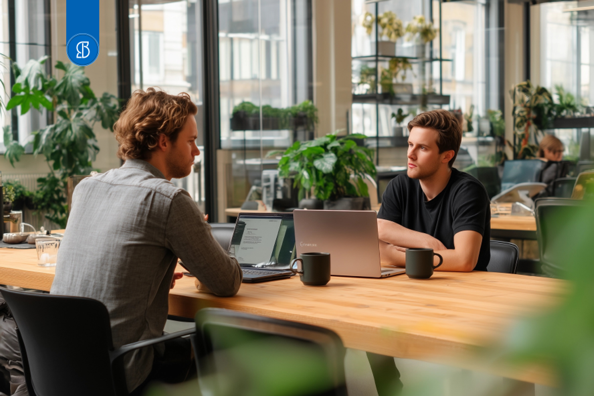 Homens trabalhando em Coworking com Inscrição Estadual