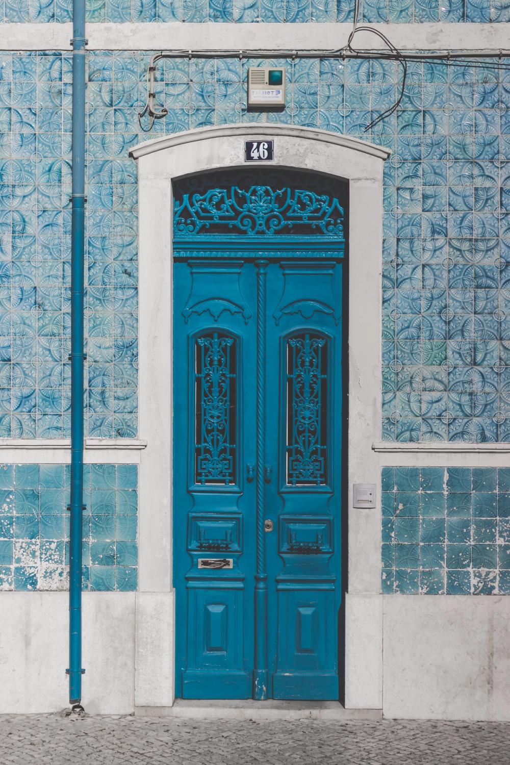 A blue door in Caldas da Rainha, Portugal