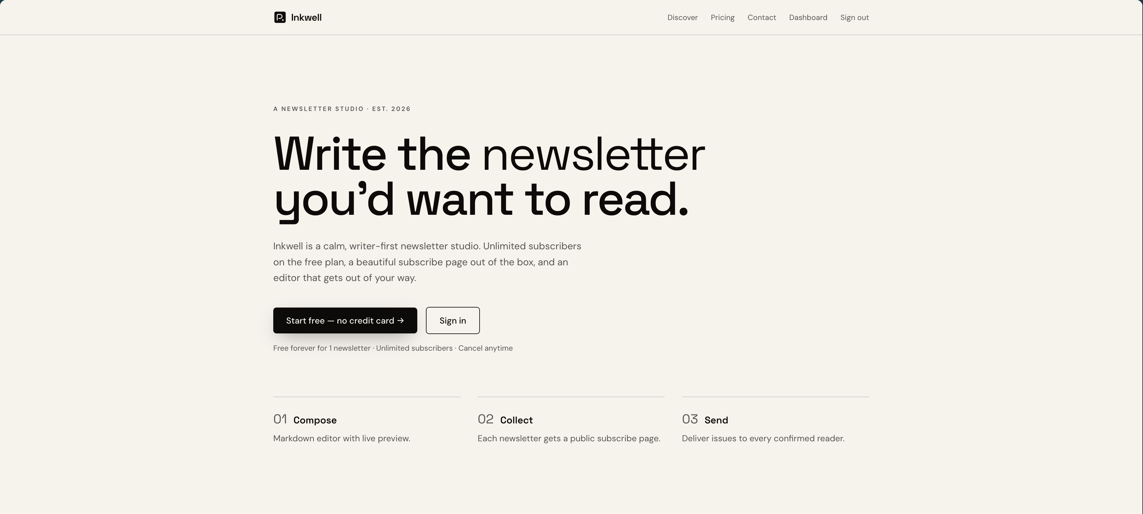 Inkwells, A Newsletter Platform