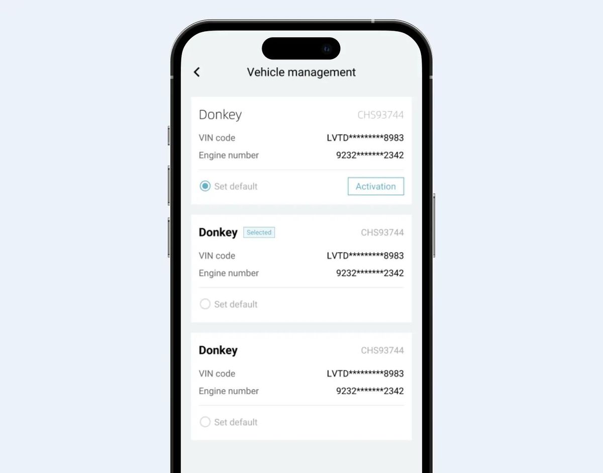 OMODA app remote control setup screen