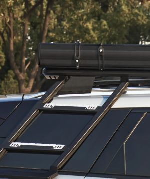 Adventure Pack side awning stowed along the roof rack