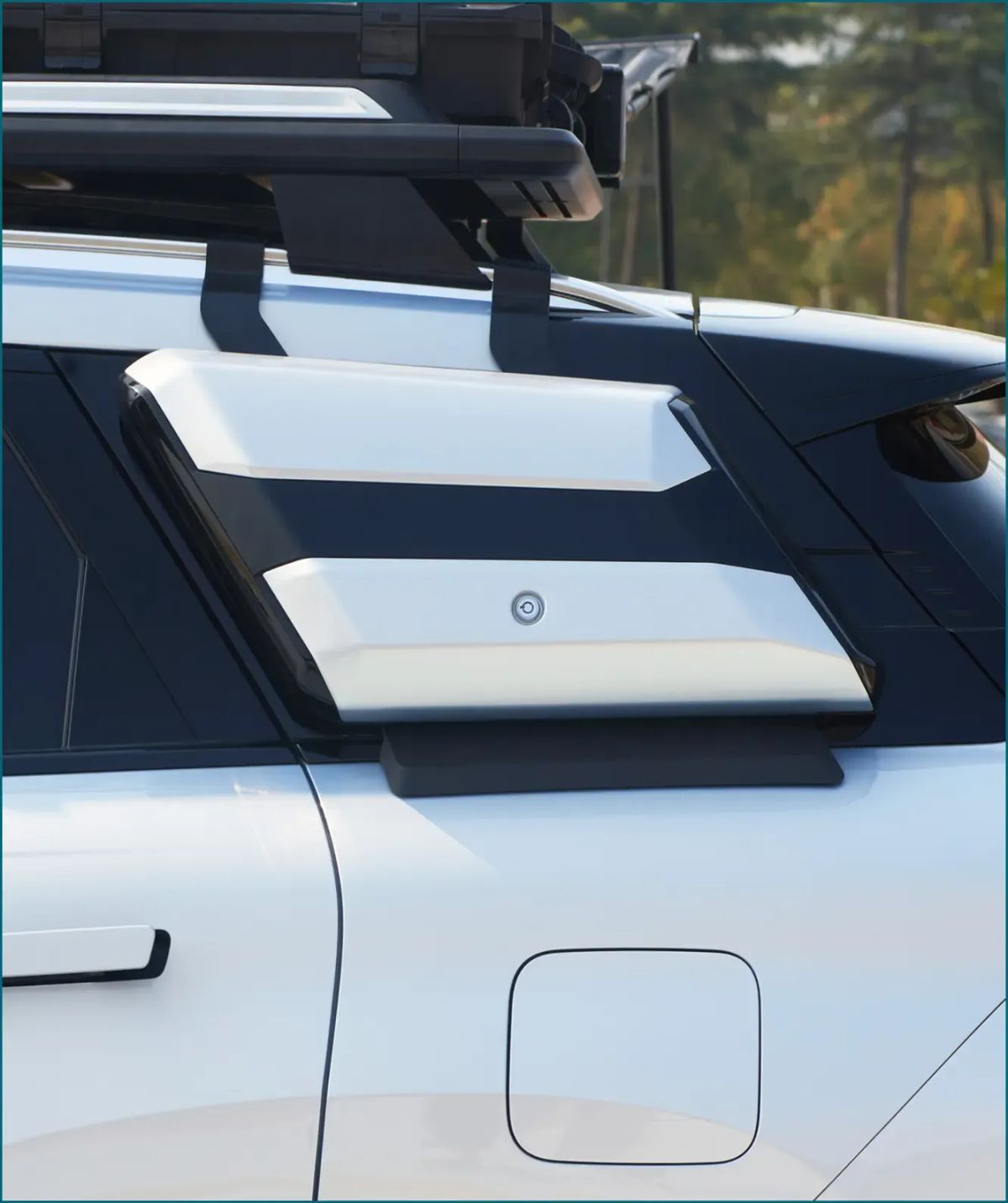 Adventure Pack side ladder mounted to the vehicle