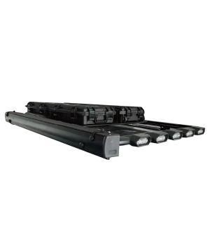 Adventure Pack roof rack frame assembled with the storage boxes and ladder