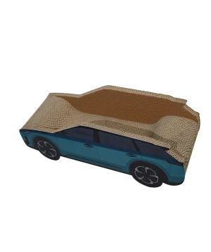 Car-shaped JAECOO cat scratcher viewed from the rear quarter