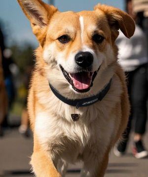 Close-up of a dog wearing the genuine JAECOO collar