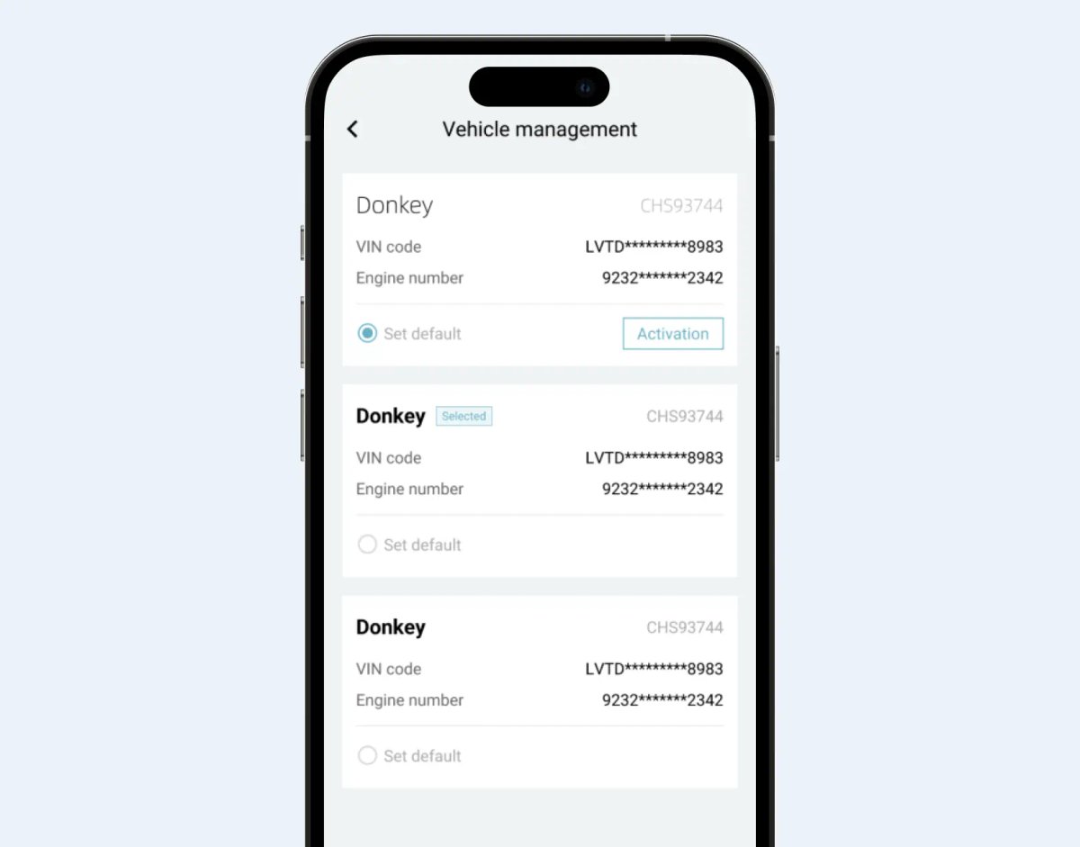 OMODA app remote control setup screen
