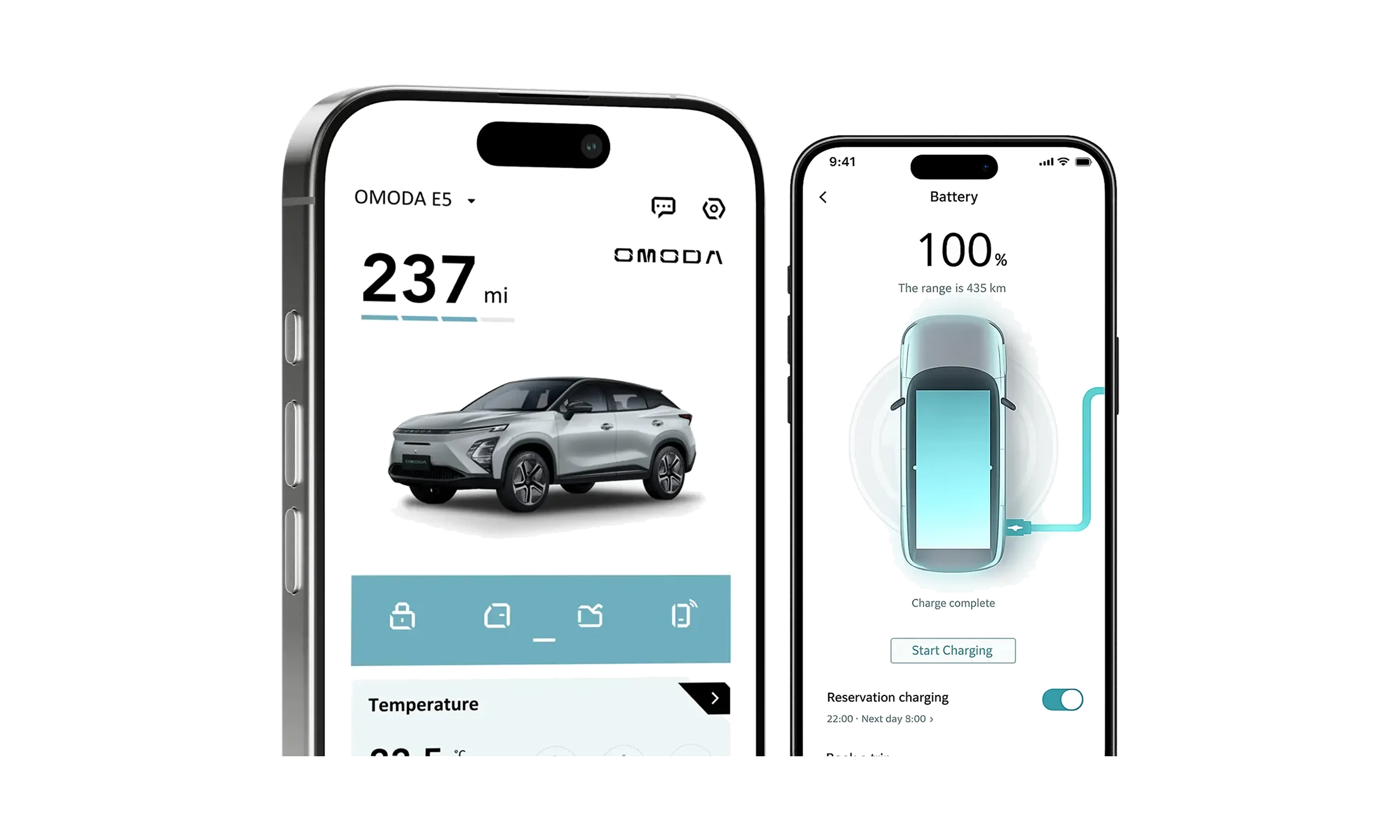 OMODA app on two phone screens
