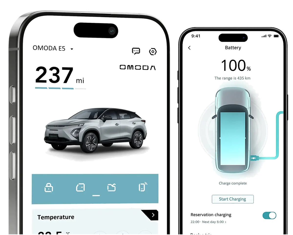 OMODA app on two phone screens