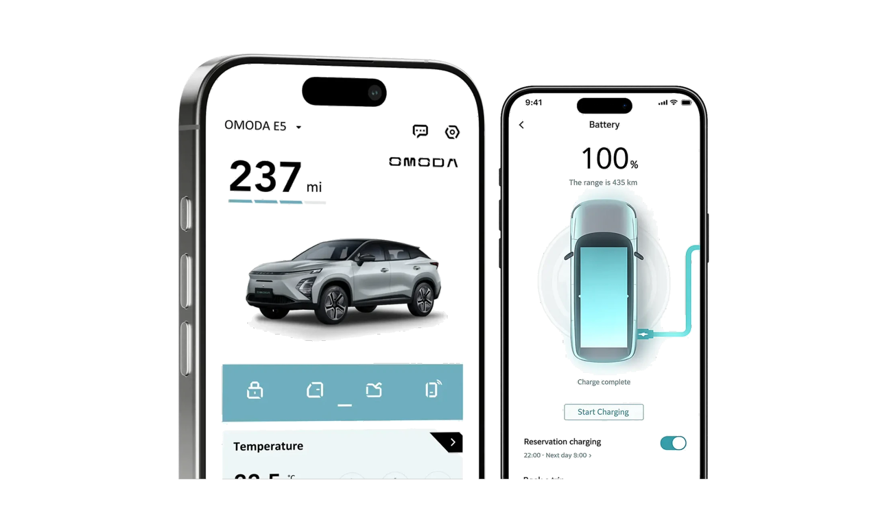 OMODA app on two phone screens