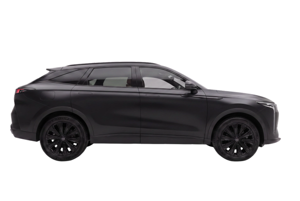 OMODA 9 in matte black, side profile on transparent background