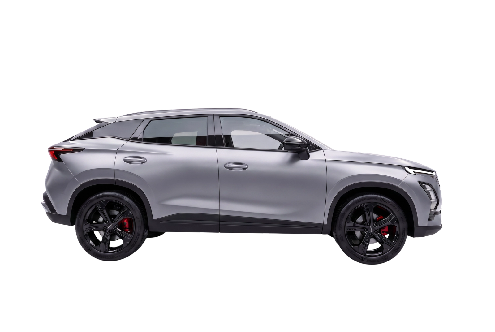 OMODA 5 Petrol in silver grey, side profile on transparent background