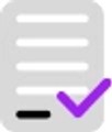 Icon of a document checklist with a purple tick mark