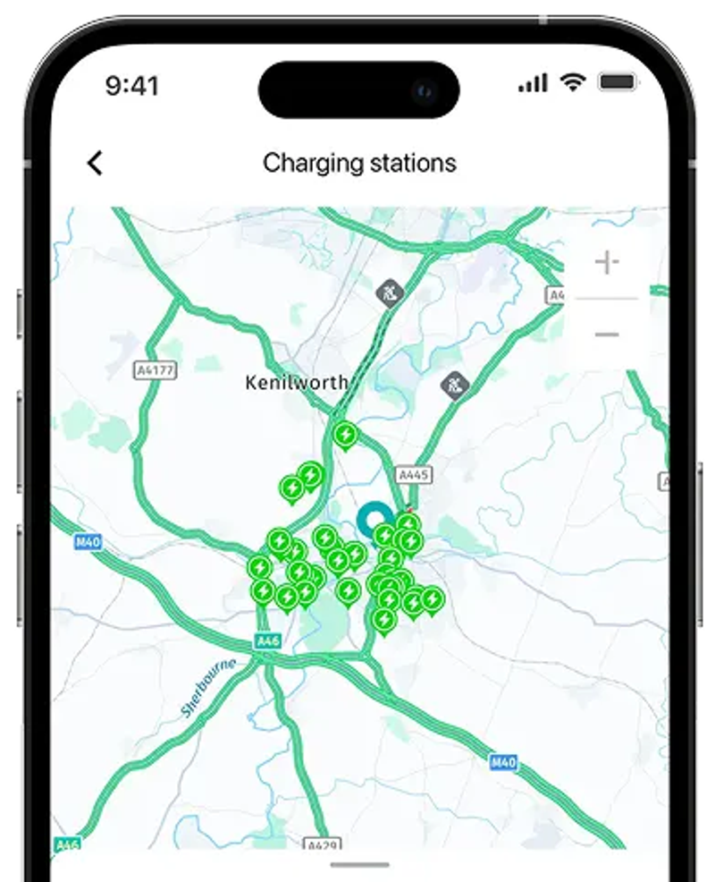 The OMODA App on mobile showing charger locations